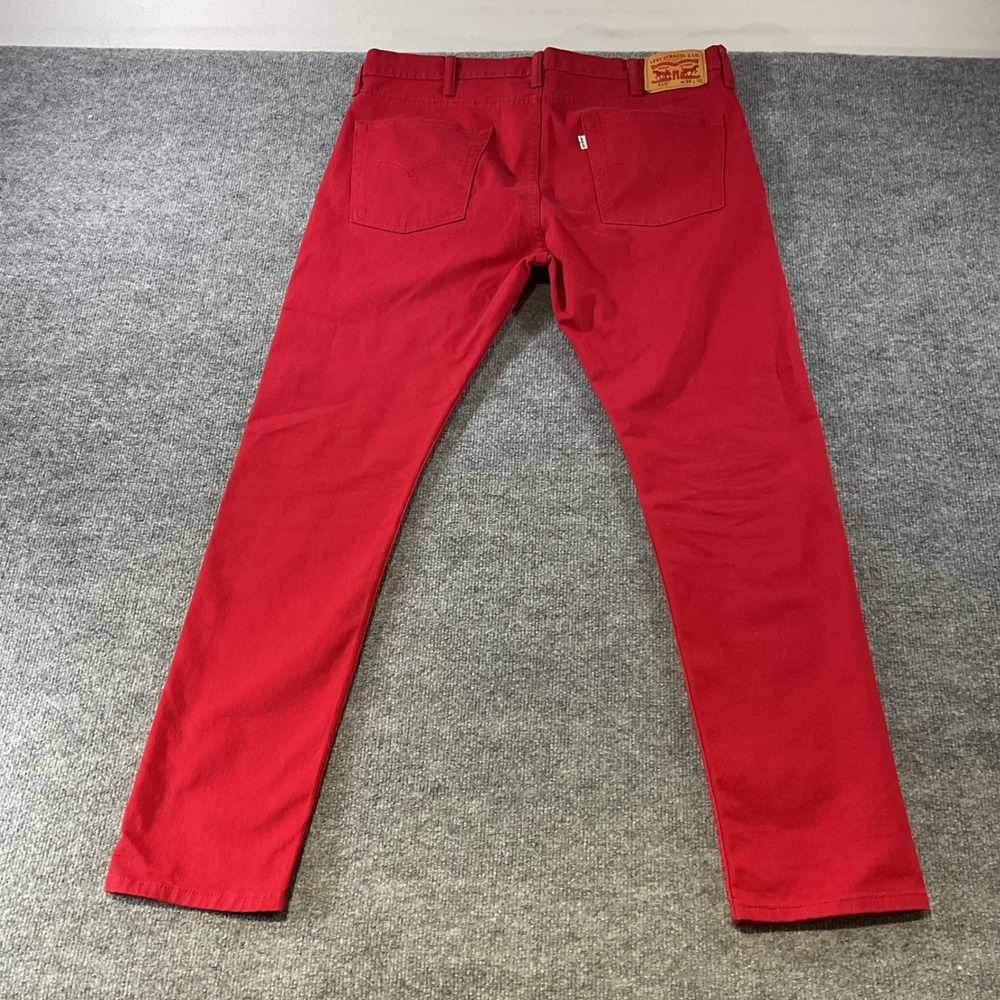 Levis 511 Slim Fit Jeans Mens 36x32 Red Stretch Denim Pants 04511-2092